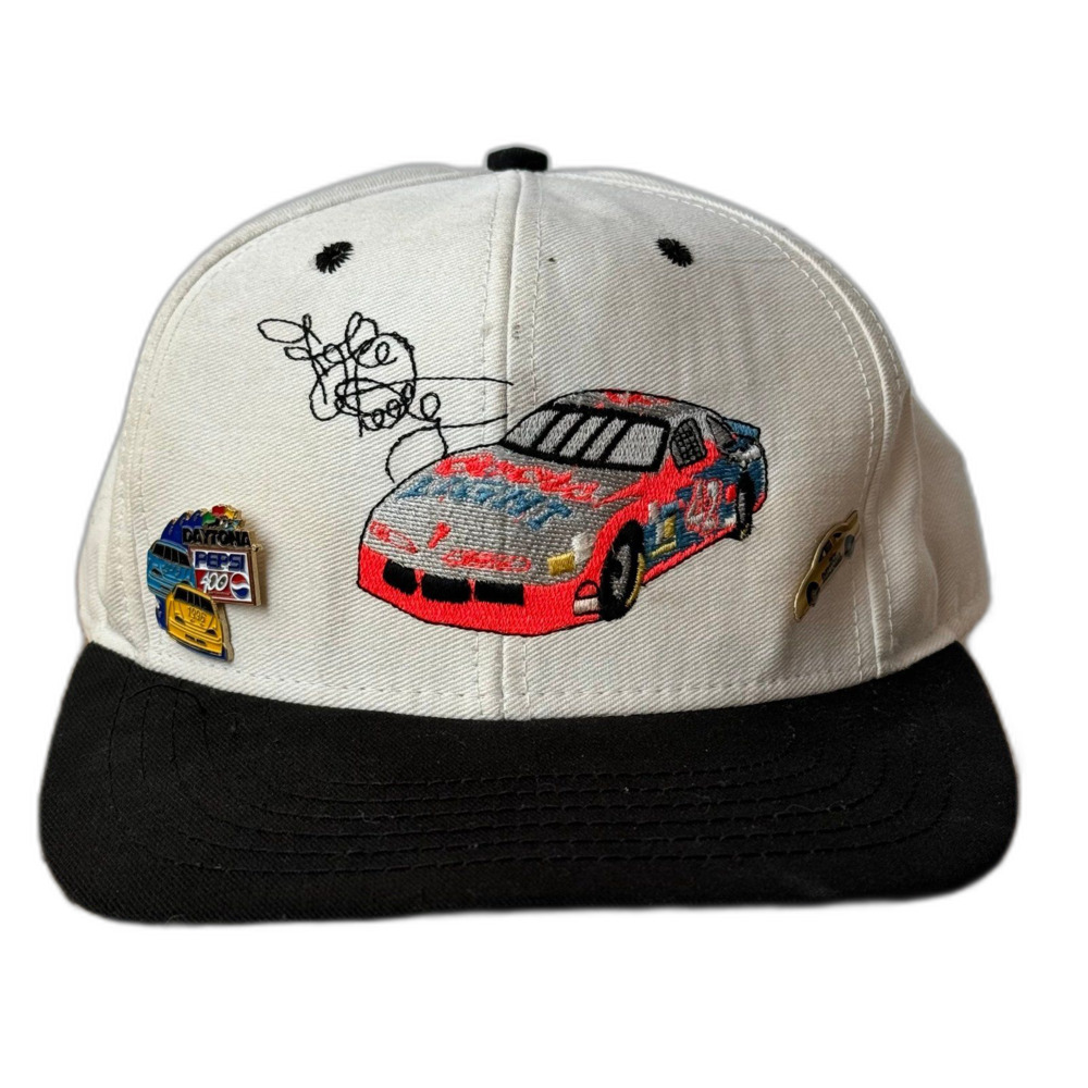 VINTAGE Kyle Petty Coors Light Hat Cap With Pins White SnapBack NASCAR Mens